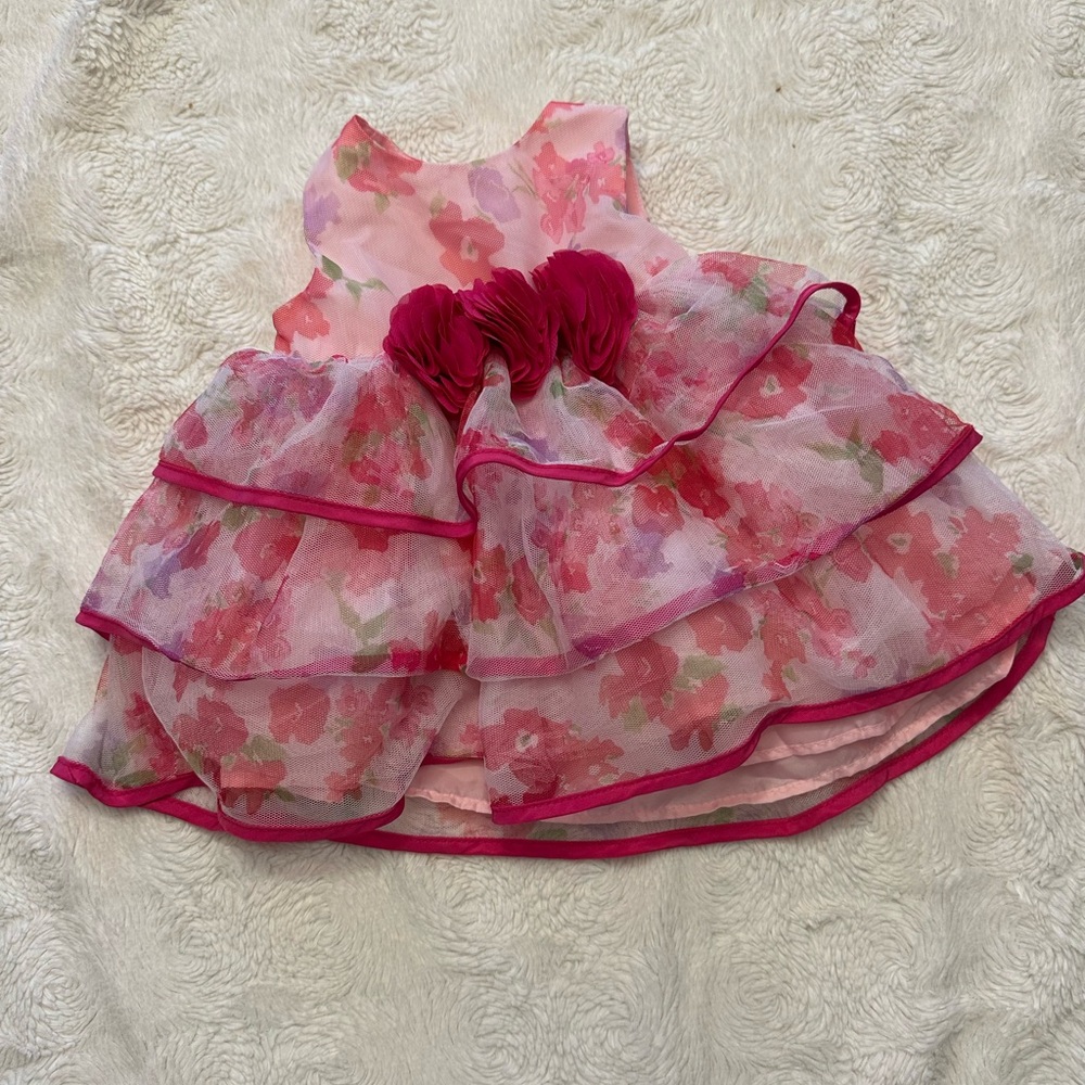 Pink Floral Layered Dress